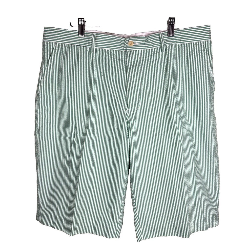 90s Vintage Polo by Ralph Lauren Green Seersucker Men's Shorts 36 Preppy Coastal